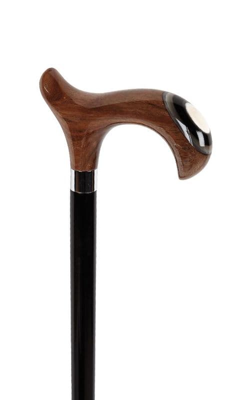 Derby Handle Dress Cane Walking Stick Elegant Beech Wood Shaft, Decorative Collar, 36" (91cm)