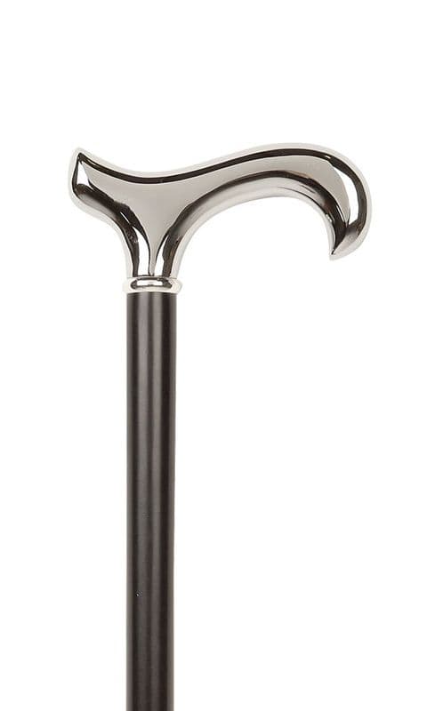 Derby Handle Walking Stick with Decorative Rose Collar, Black Beech Wood, Rubber Ferrule