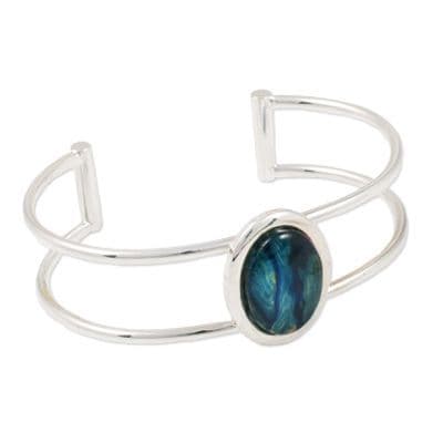 Double Bar Silver Plated Bangle – Handcrafted Heathergems Design, Unique Scottish Jewellery