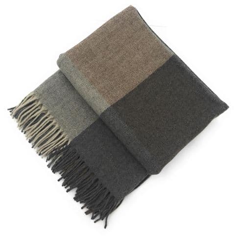 Dunedin Wool Blend Light Natural Tartan Blanket Throw | Recycled Wool | 155x190cm | Classic Design
