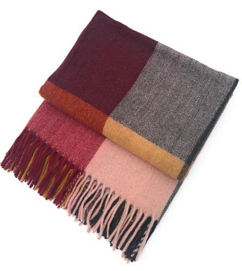 Dunedin Wool Blend Light Spice Tartan Blanket Throw | Recycled Wool | 155x190cm | Classic Design