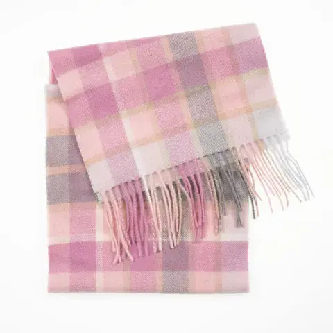 Edinburgh 100% Lambswool Scarf - Artillery Check Light Pink - Luxury Soft - Excellent Size