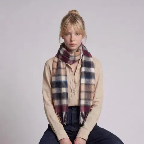 Edinburgh 100% Lambswool Scarf - Artillery Check Navy/Camo - Luxury Soft - Excellent Size