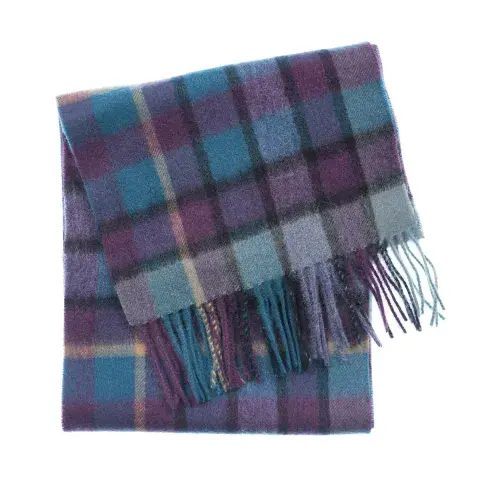Edinburgh 100% Lambswool Scarf - Artillery Check Navy - Luxury Soft - Excellent Size