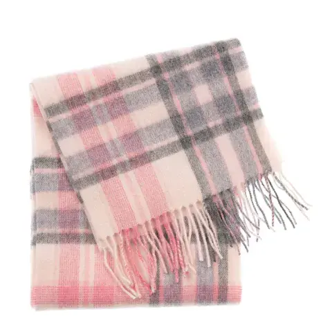 Edinburgh 100% Lambswool Scarf - Henold Lt Pink/Derby Grey - Luxury Soft - Excellent Size