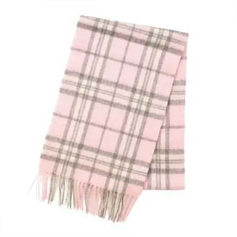 Edinburgh 100% Lambswool Scarf - Thomson Pale Pink Tartan - Luxury Soft - Excellent Size