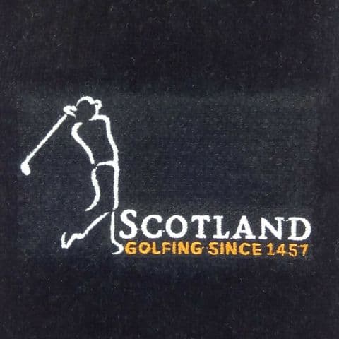 Embroidered 'Golfing since 1457' Golf Towel in Black GT1041-BLACK