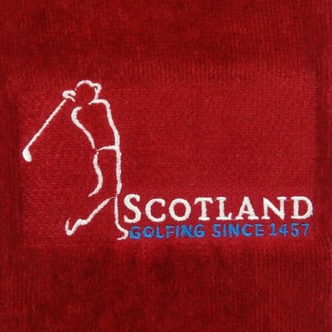 Embroidered 'Golfing since 1457' Golf Towel in Red GT1041-RED