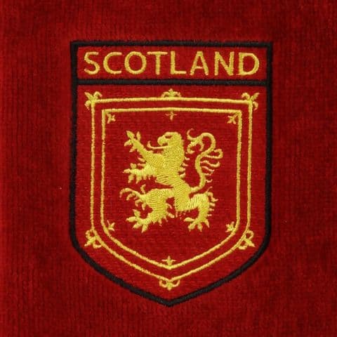 Embroidered Lion Rampant Shield Golf Towel in Red GT1040-RED