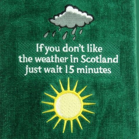 Embroidered Scottish Weather Golf Towel in Green GT1023-GREEN