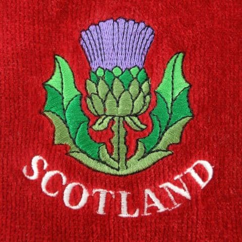 Embroidered Thistle/Scotland Golf Towel in Red GT1042-RED