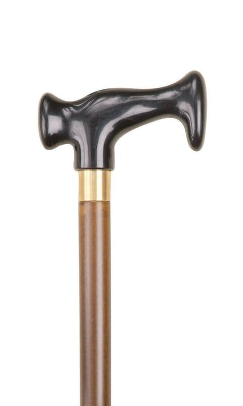 Escort Crutch Handle Walking Stick - Beech Wood, Brass Collar, Amber Grip, 36 Height, 100kg Limit