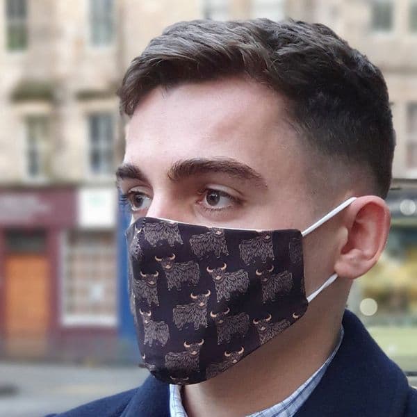 Face Mask Scottish Highland Cow Head Design New