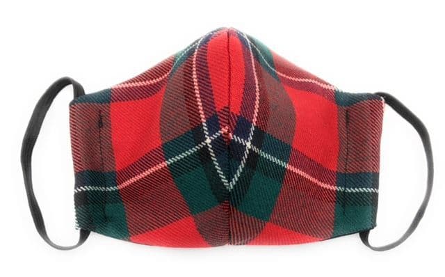 Face Mask Scottish Sinclair Red Tartan Handmade in Scotland Wool New