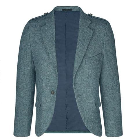 Fishermans Blue Shetland Tweed Crail Kilt Jacket - 100% Wool, Made in Scotland, Made to Order