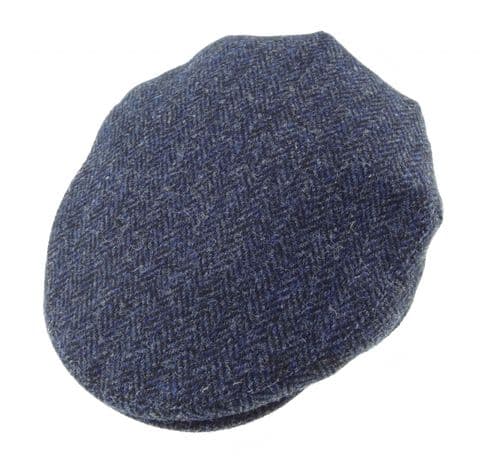 Gents Authentic Harris Tweed County Cap in Blue Herringbone GH0495