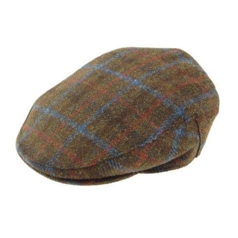 Gents Authentic Harris Tweed County Cap in Brown Check GH0495