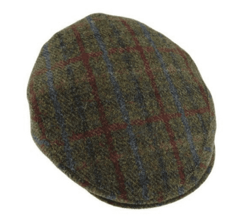 Gents Authentic Harris Tweed County Cap in Green Check GH0495