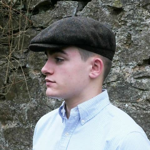 Gents Authentic Harris Tweed Shelby Cap in Brown GH0460-Made in the UK