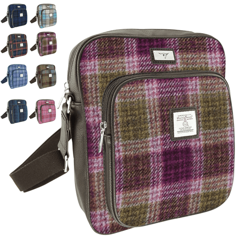 Gents Authentic Harris Tweed Travel Bag in  Heather Check Brand New