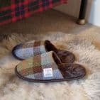 Gents Harris Tweed MacLeod Tartan Faux Fur Soft And Cosy Slippers