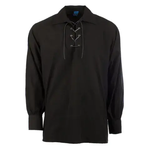 GENTS SCOTTISH TRADITIONAL GHILLIE SHIRT BLACK