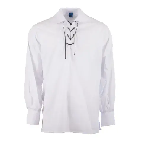 GENTS SCOTTISH TRADITIONAL QUALITY GHILLIE SHIRT WHITE