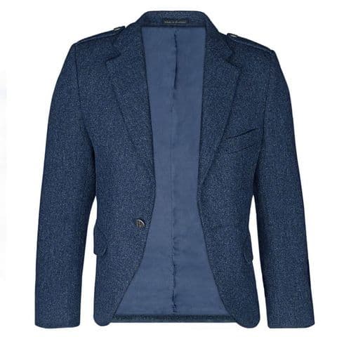 Ghillie Blue Shetland Tweed Crail Kilt Jacket - 100% Wool, Made to Order (Up to 8 Weeks)