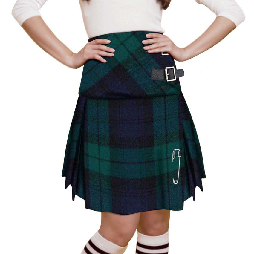 Girls Tartan mini Stacey Kilt in Black Watch Pleated School