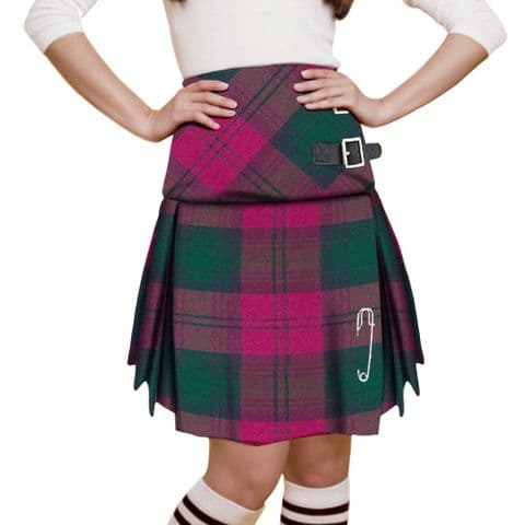 Girls Tartan mini Stacey Kilt in Lindsay - Pleated School skirt Green Plaid checkered - Gift