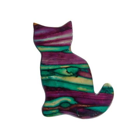 Handcrafted Cat Heathergem Brooch – Unique Scottish Heather, Gift Boxed with Story Card