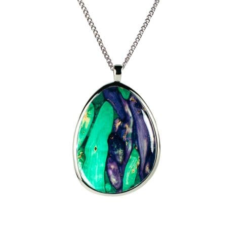 Handcrafted Organic Heathergems Pendant – Unique Scottish Gift, Stainless Steel Fitting, 44x33mm