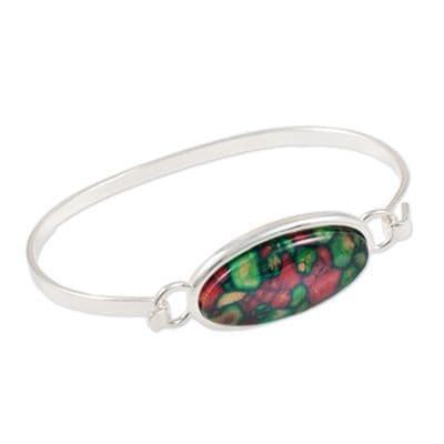 Handcrafted Oval Silver Plated Bangle with Gift Box - Unique Scottish Heathergems
