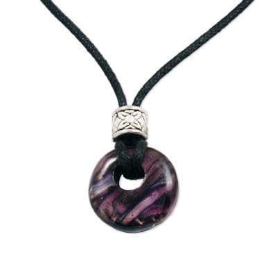 Handmade Round Heather Thong Pendant - Unique Scottish Heathergem, Gift Boxed