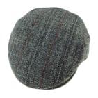 Harris Tweed 100% Wool Men’s County Cap - Made in the UK - Grey Check Flat Cap -Satin Lining