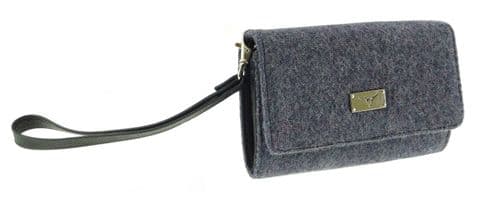 Harris Tweed 'Arran' Phone Wallet in Plain Grey/Purple LB2104-COL38