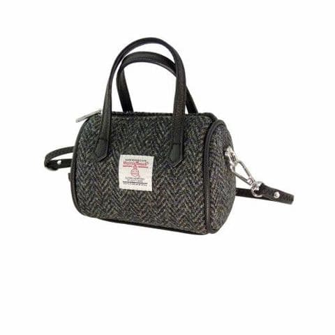 Harris Tweed Charcoal Herringbone Tiny Bowling Bag