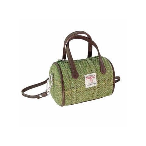 Harris Tweed Green Herringbone Check Tiny Bowling Bag
