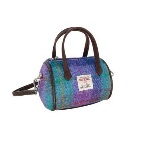 Harris Tweed Green Purple Tartan Tiny Bowling Bag