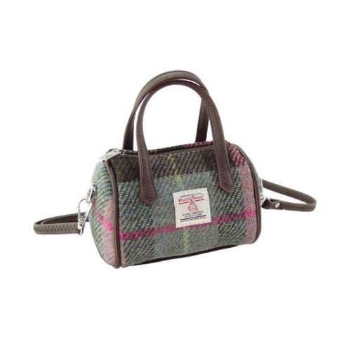 Harris Tweed Green Rose Pink Tartan Tiny Bowling Bag