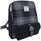 Harris Tweed Grey/Black Tartan Mini Backpack - 100% Wool - Gift for Men & Women - LB1013-COL095