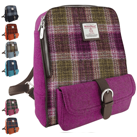 Harris Tweed Heather Check Mini Backpack - 100% Wool - Gift for Men & Women - LB1013-COL125