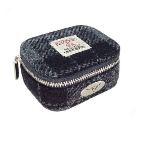 HARRIS TWEED JEWELLERY BOX - GREY BLACK TARTAN