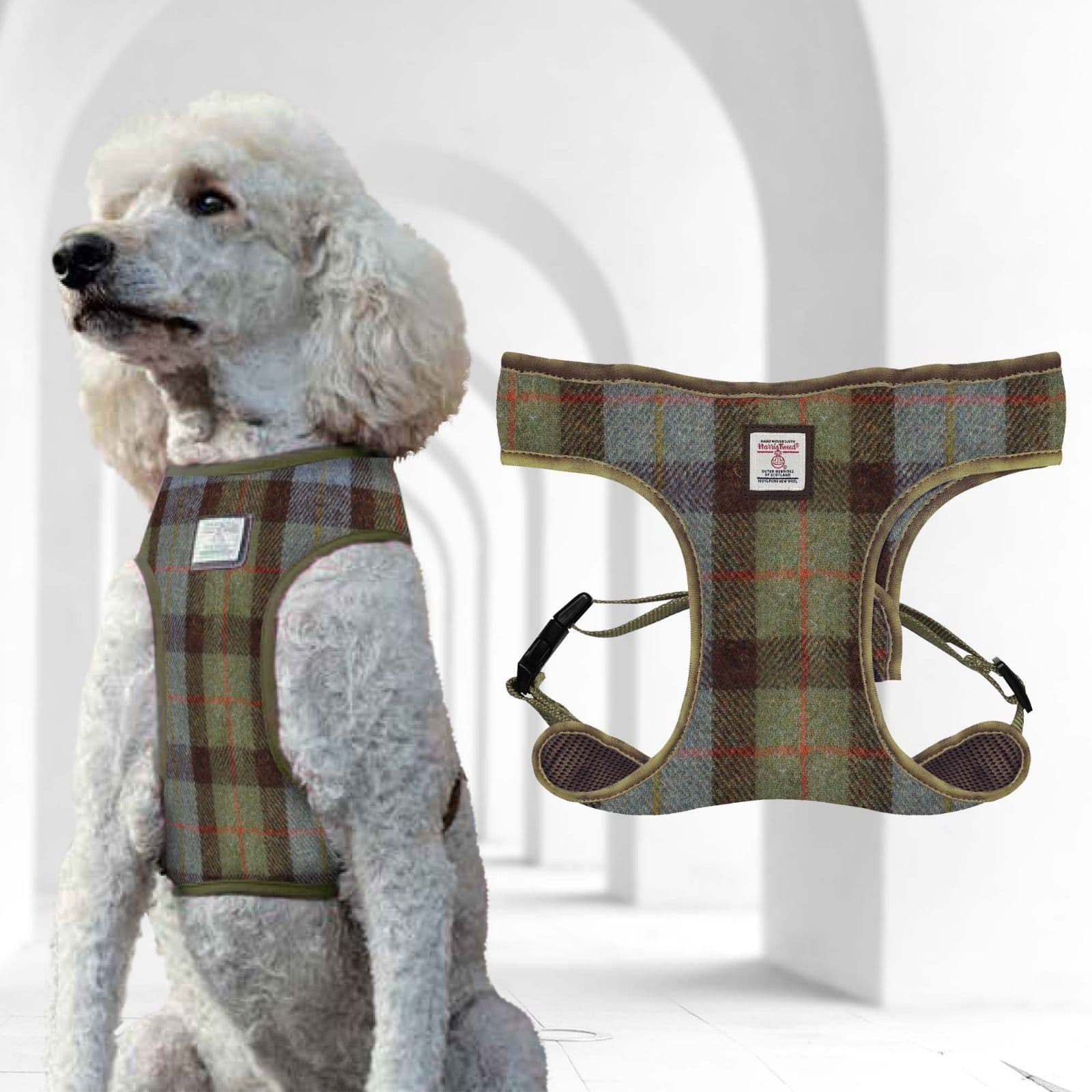 Harris Tweed Large Dog Harness in MacLeod Tartan Adjustable