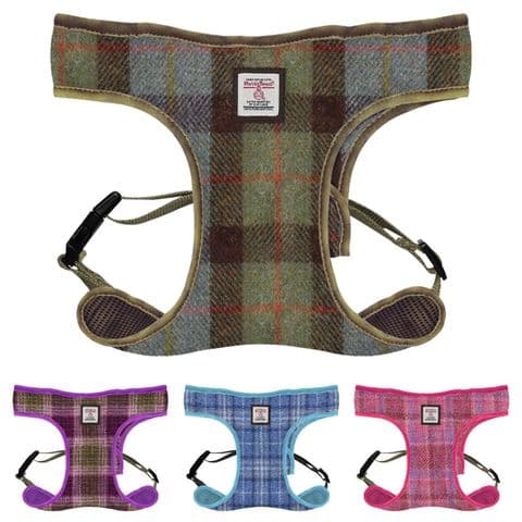 Harris Tweed Large Dog Harness in MacLeod Tartan - Adjustable, Stylish, Lightweight