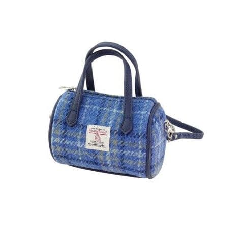 Harris Tweed Light Blue Check Tiny Bowling Bag