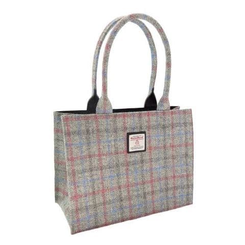 Harris Tweed Light Grey Check Large Tote Bag