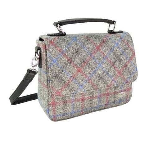 Harris Tweed Light Grey Check Square Shoulder Bag