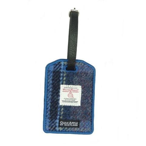 Harris Tweed Luggage Tag - Blue Purple Stewart Tartan