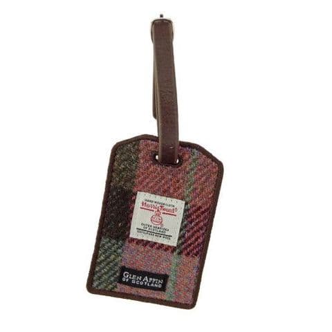 Harris Tweed Luggage Tag - Green Rose Pink Tartan